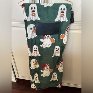 Rachel Roy Green Football Ghost Halloween Plush Throw Blanket